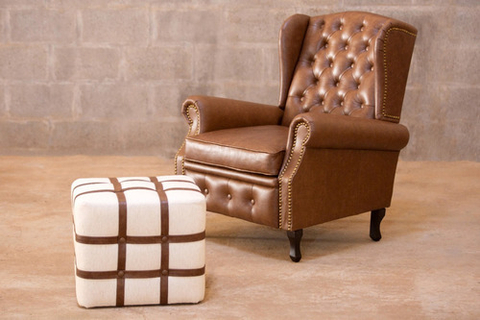 Poltrona Berger Couro Legitimo Luxo Sala De Estar Escritório