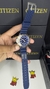 Relógio 5810 Fundo Azul Pulseira de Silicone Azul Serie Ouro - comprar online
