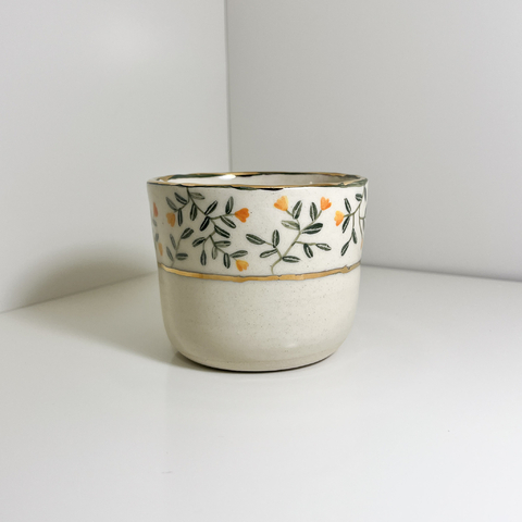 Cachepô Pequeno - Botânica com detalhes em ouro