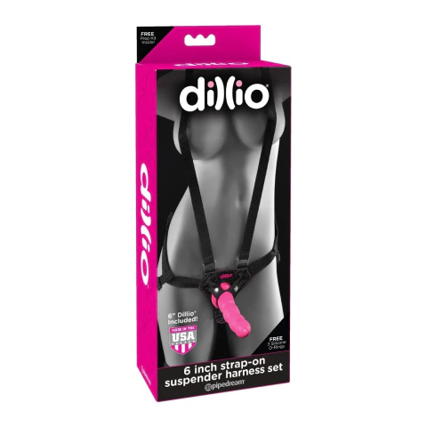 Efectivo: $90.000. DILLIO 6" ARNÉS CON CONSOLADOR, TIRANTES STRAP-ON SET (18,4 x 3,4 cm, insertable 15,2 cm) - PD5315-11