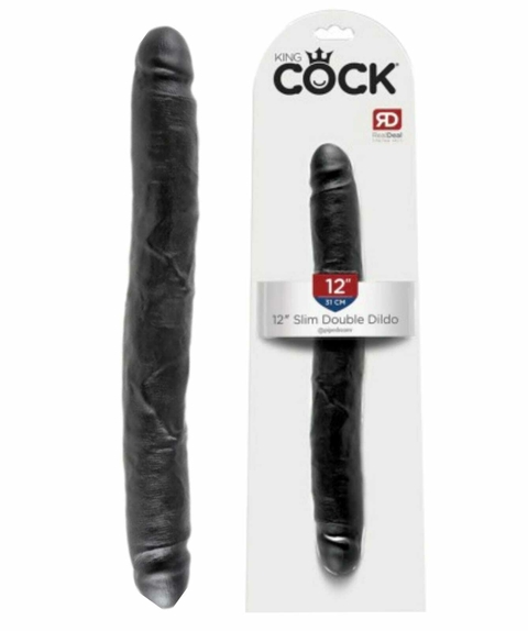Efectivo: $37.000. PIPEDREAM KING COCK 12" SLIM DOUBLE BLACK DILDO CONSOLADOR DOBLE (30 cm x 3,5 cm) - PD5516-23