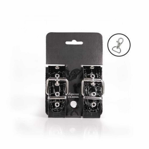 Efectivo: $10.500. ESPOSAS 3 CM COBRA BLACK CON MOSQUETONES - EROS-042 - comprar online