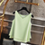 Blusa feminina sem mangas de chiffon, blusa sólida com decote em V