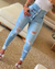 Calça Jeans abotoado de cintura alta feminina - comprar online