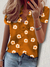 Camisa Ruffles Blusa Decote V - casual manga curta - comprar online