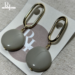 Brinco oval com pedra (Fendi) - B - 042 - Renata Loro Acessórios