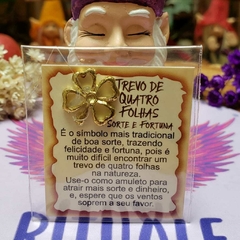 Mini Talismã da Sorte de Bolsa ou Carteiras - Trevo de quatro folhas