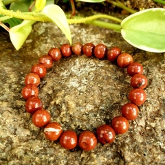 Pulseira Jaspe Vermelha Esfera - Vitalidade e Proteção