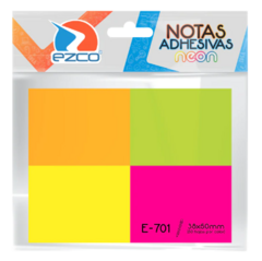 NOTAS ADHESIVAS - EZCO - NEON 38x50mm. - 50hjs - Blister x 4un