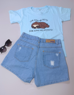 SHORTS JEANS MOM GLOW BIOTIPO - Kalinna