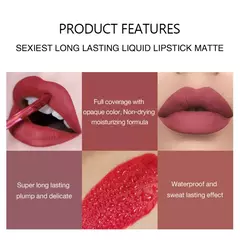 Sexy Long Lasting Velvet Matte Liquid Batom, Maquiagem, Mulheres Beleza, Vermelh na internet