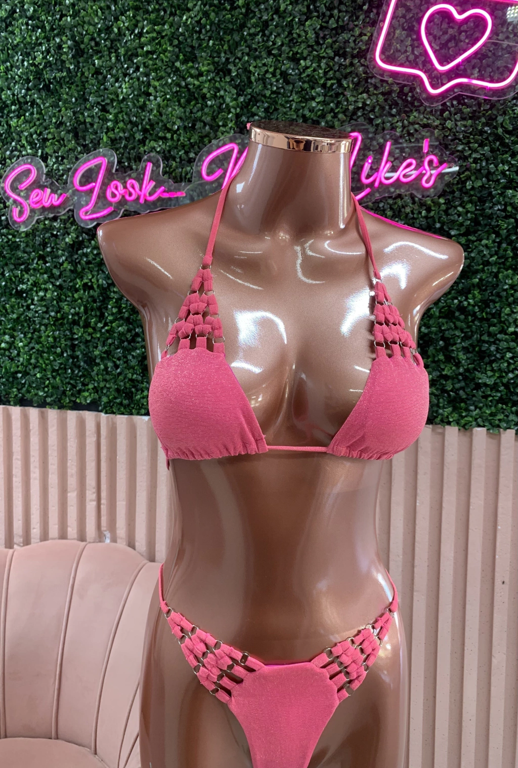 biquini by fitness lurex rosa