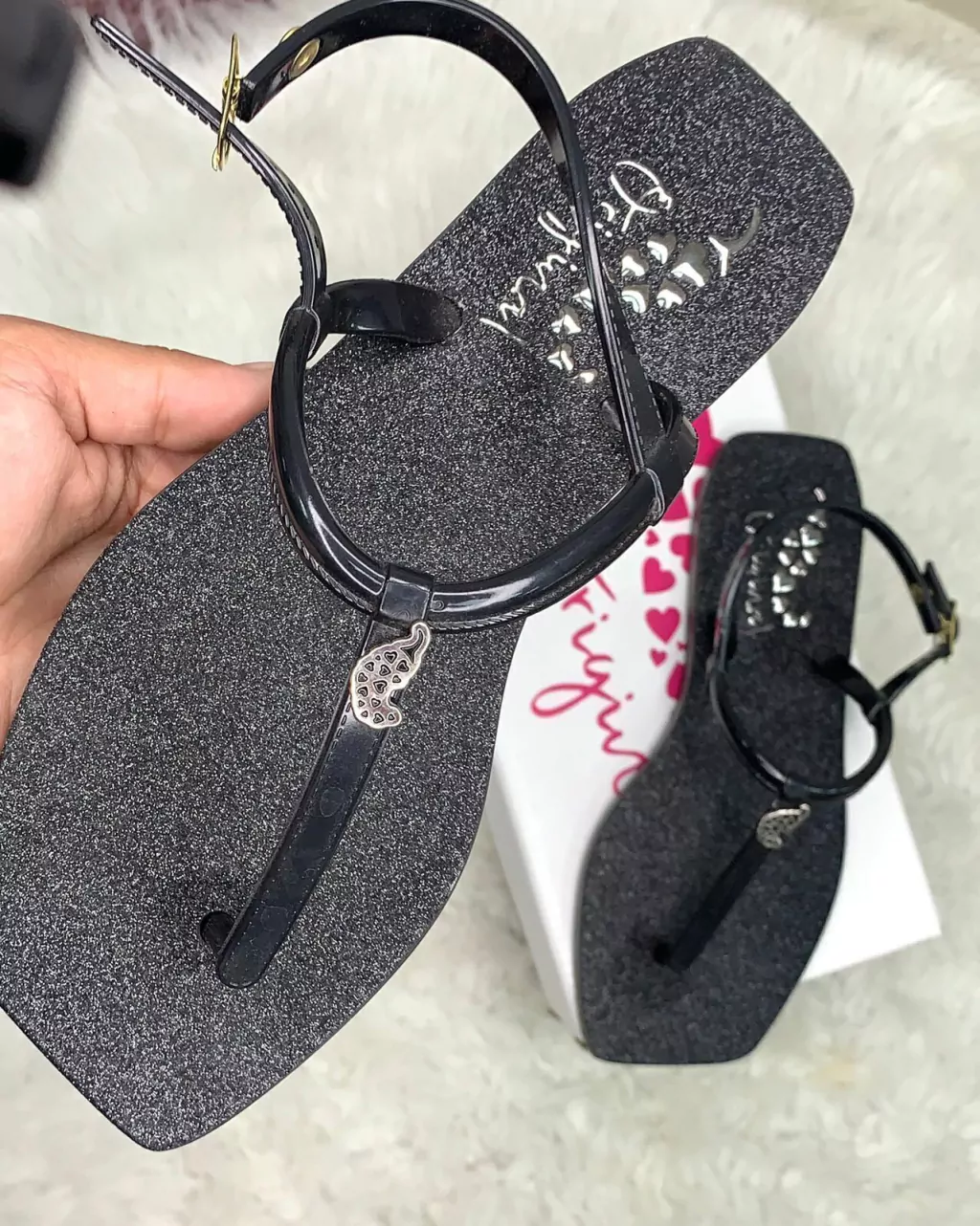 sandalia pimenta doce glitter preta