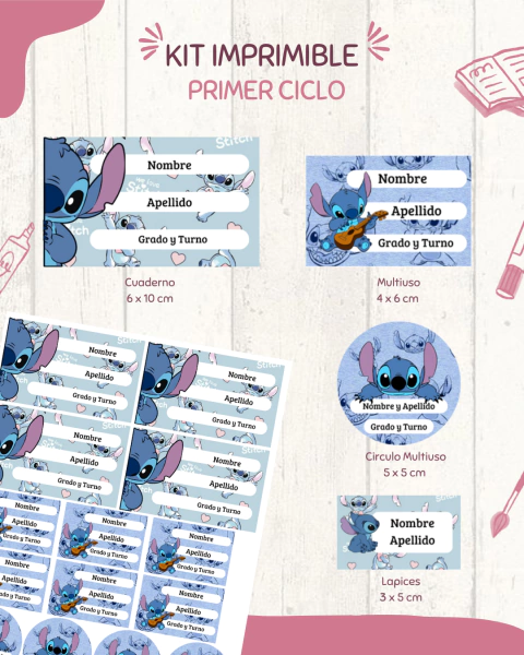 Kit Imprimible Primer Ciclo de Stitch - comprar online