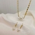Conjunto de pérola com corrente bipartida