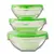 Conjunto de 3 Potes Bowls de Vidro com Tampa de Plástico