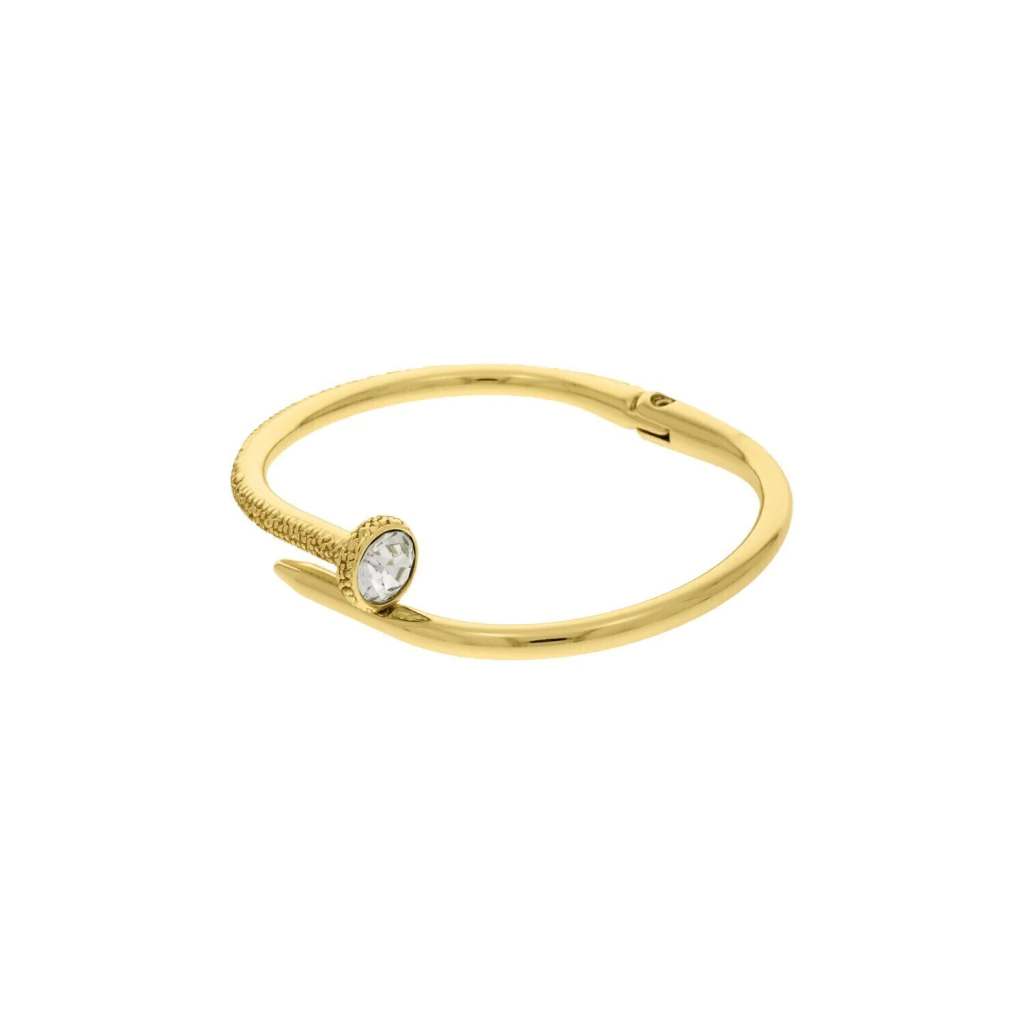 Pulseira Prego Trabalhada com Strass Dourada