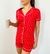 1629 - PIJAMA BOTÃO SHORTS VERMELHO CORAÇÃO ROSA