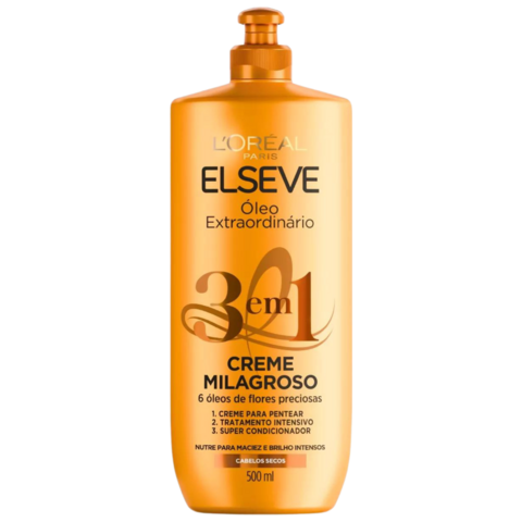 Creme Milagroso 3 em 1 Elseve Loreal Paris Óleo Extraordinário 6 Flores Preciosas 500ml