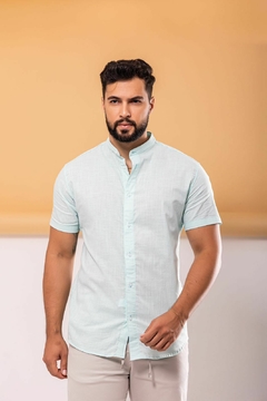 Camisa Social Masculina Gola Padre na Cor Amarelo Queimado - (cópia)