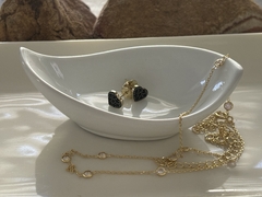 Aros corazón brillante negro - comprar online