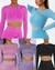 Crop top acanalado manga larga - comprar online