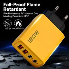 Imagen de Cargador USB tipo C 120 W de 4 puertos, adaptador de carga rápida Certificado para iPhone y laptop