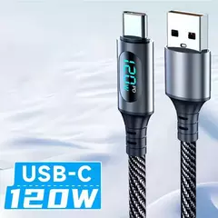 Cable de carga súper rápida USB A a tipo C 6A 120W Cable de datos de nailon pa - tienda en línea