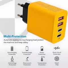 Cargador USB tipo C 120 W de 4 puertos, adaptador de carga rápida Certificado para iPhone y laptop - Hogarmex