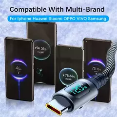 Imagen de Cable de carga súper rápida USB A a tipo C 6A 120W Cable de datos de nailon pa