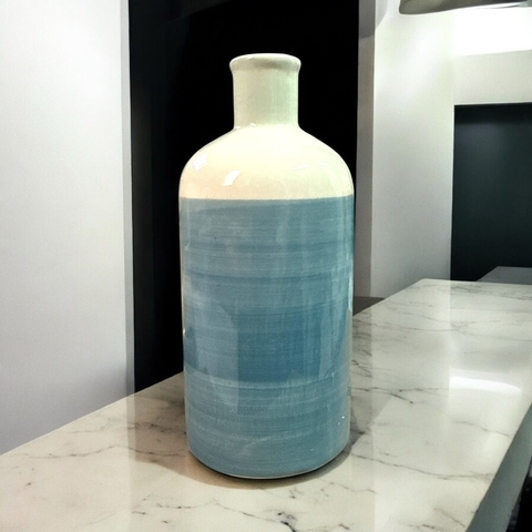 VASO DE CERÂMICA AZUL E BRANCO G - comprar online