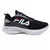 Tênis masculino Fila Racer Brave Run em preto com detalhes em branco e vermelho, mostrando o lado esquerdo do calçado.