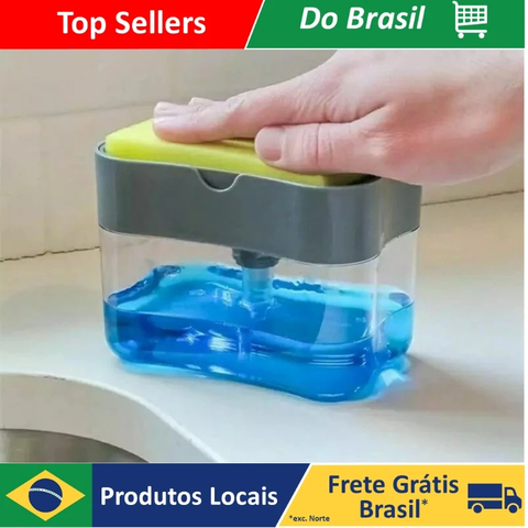 Dispenser para Detergente E Porta Esponja 2 em 1 Esponja Limpeza Cozinha