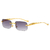 Óculos de sol feminino luxo, sem aro, modelo vintage metal, leopardo - Merchanty