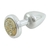 Plug Anal Less Cromado com Pedra Cravejada Tamanho P