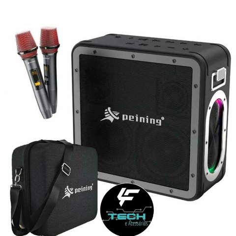 Caixa De Som Bluetooth 160W Karaokê 2 Microfones resistente a água