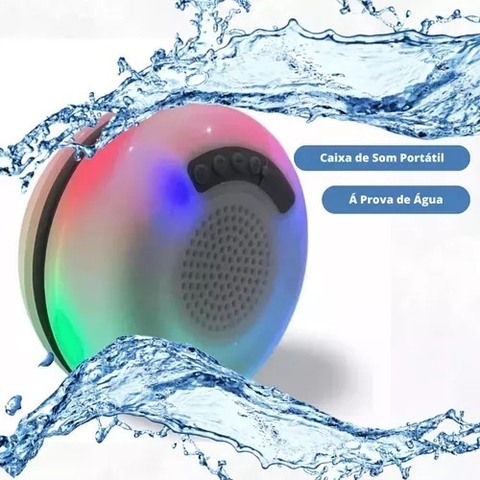 Caixinha de Som Resistente a Água com Bluetooth e Rádio FM e com Efeito de luz RGB