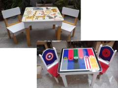 Mesa Infantil Didáctica, Tapa + 2 Sillas, Pizarra O Pizarrón - tienda online