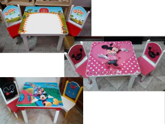 Mesa Infantil Didáctica, Tapa + 2 Sillas, Pizarra O Pizarrón - Crecer en colores