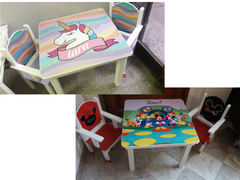 Mesas Infantiles + 2 Sillas Con Apoyabrazos - tienda online