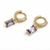 AROS CUBANO ITALIANO STRASS LILA 1,1CM ACERO DORADO (A33038A)