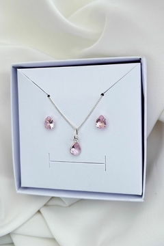 Conjunto Rosa (Brinco + Colar)