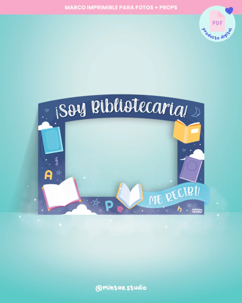 Marco para fotos Imprimible Bibliotecaria - comprar online