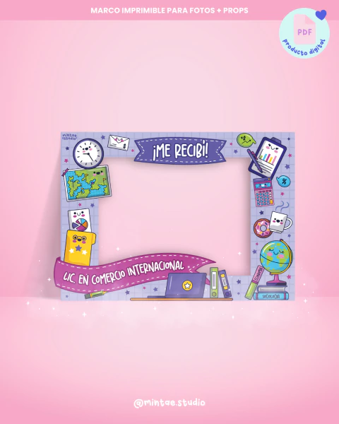 Marco para fotos Imprimible Lic. en Comercio Internacional - comprar online
