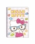 Capa de caderno pequeno da Hello Kitty com estampa colorida e óculos, fundo quadriculado.