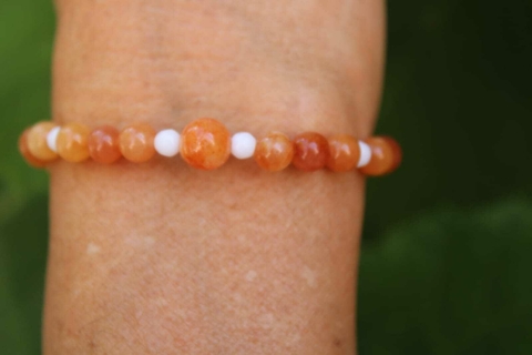 Pulseira de Pedras Naturais Jade Laranja e Jade Branco Leitoso - 9 gr (XX101PV)