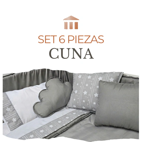 Set 6 Piezas Cuna Común | Gris