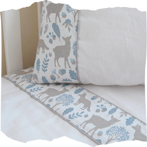 Sábana Cuna + Almohada | Bosque Aqua