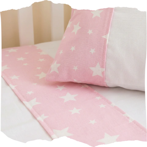 Sábana Cuna + Almohada | Rosa con Estrellas