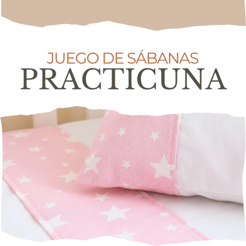 Sábanas Practicuna - Rosa Con Estrellas